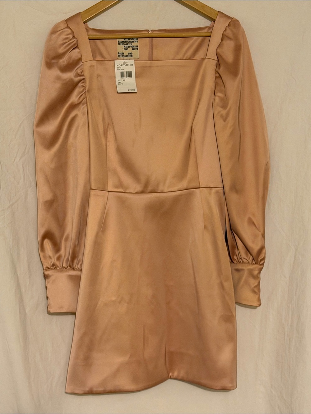 NWT Baum und Pferdgarten Akira Satin Mini Dress Misty Rose Pink Sz 38 (US 6)